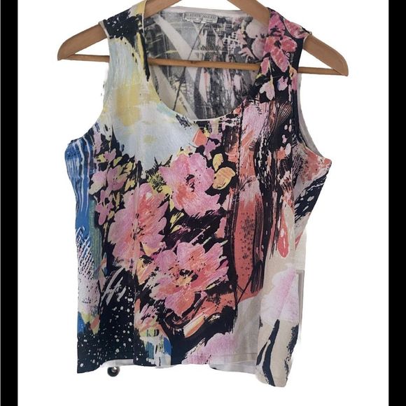 Alberto Makali Tops - Alberto Makali Sleeveless Abstract Floral Print Top. Size Large.